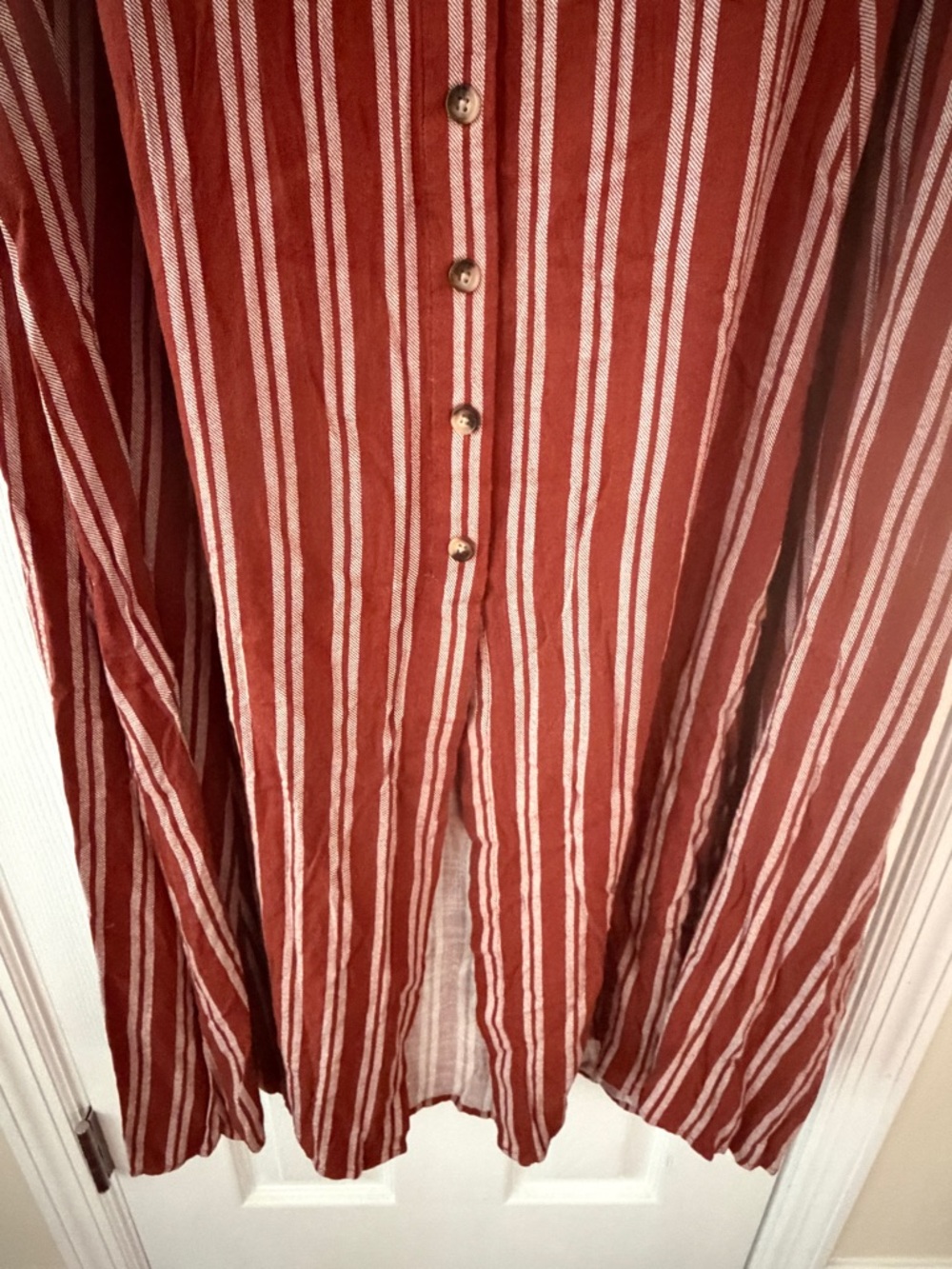 torrid Rust & Cream Striped Button-Front Maxi Dress - Picture 7 of 9